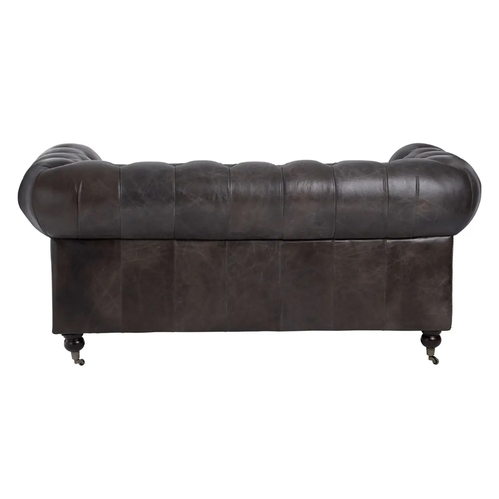 Viroqua Genuine Leather 2 Seater Sofa In Dark Grey