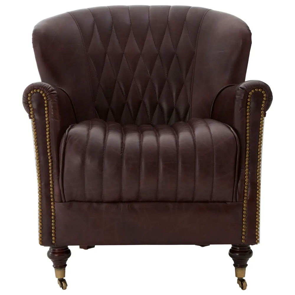 Viroqua Genuine Leather Armchair In Coffee