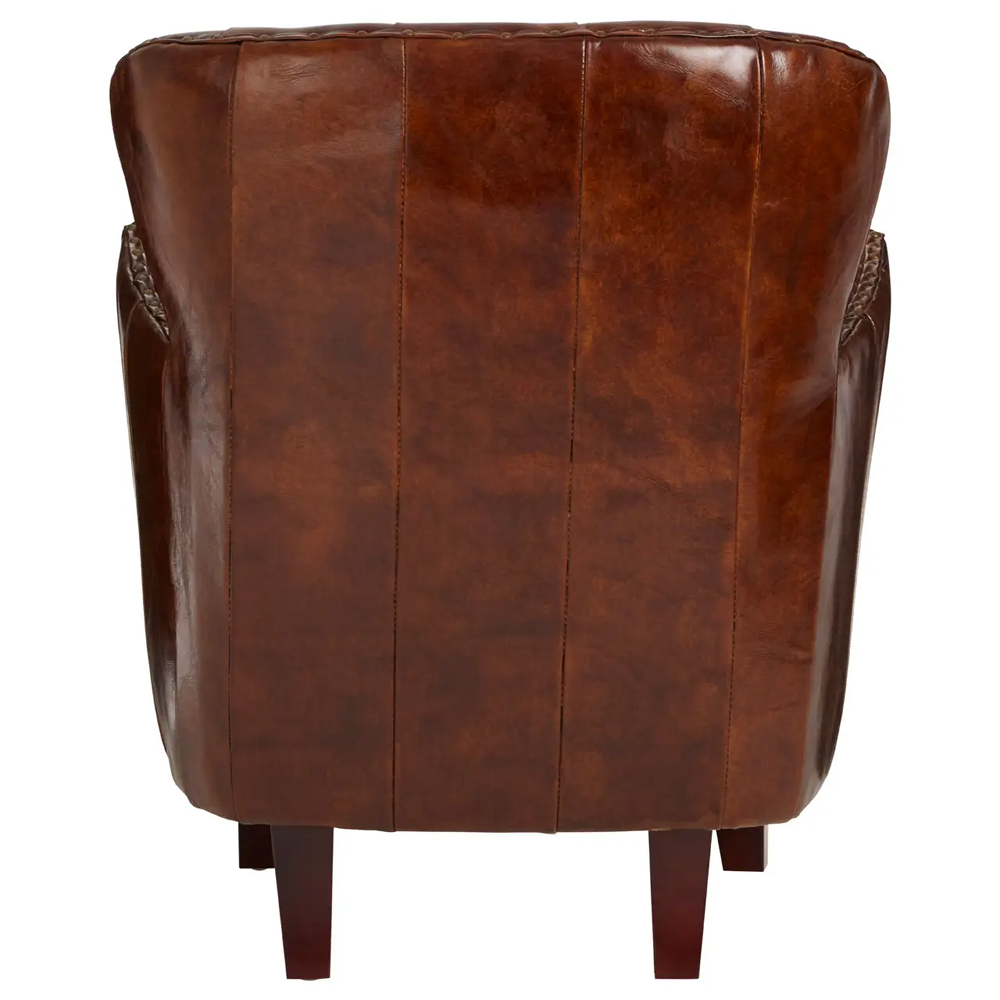 Viroqua Genuine Leather Bedroom Chair In Brown