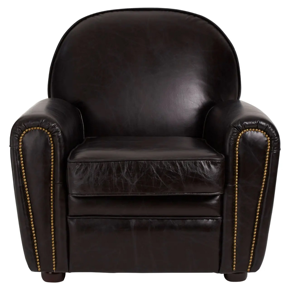 Viroqua Genuine Leather Classic Bedroom Chair In Black