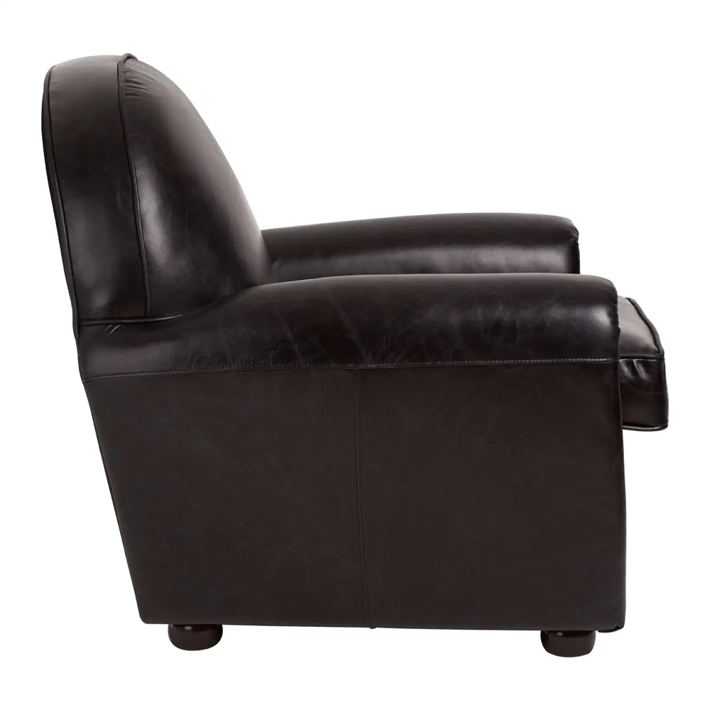 Viroqua Genuine Leather Classic Bedroom Chair In Black