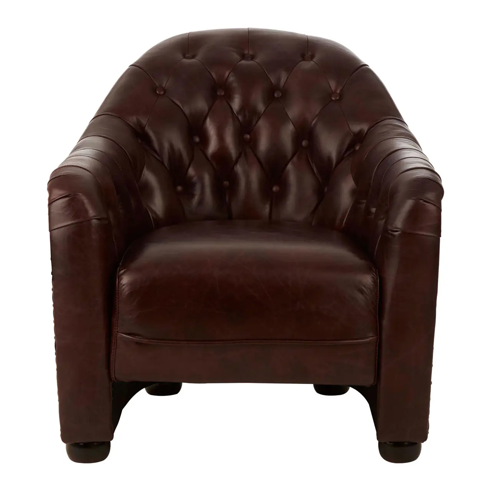 Viroqua Genuine Leather Classic Bedroom Chair In Brown
