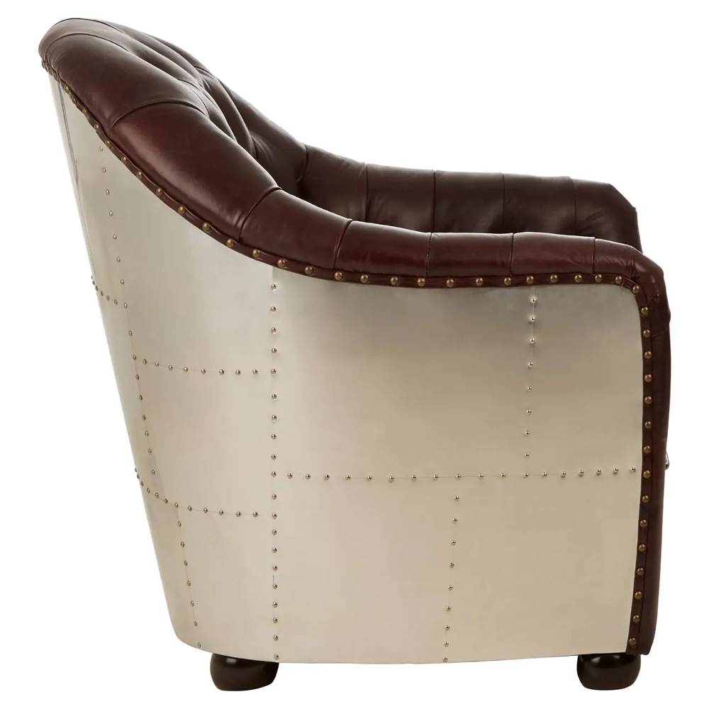 Viroqua Genuine Leather Classic Bedroom Chair In Brown