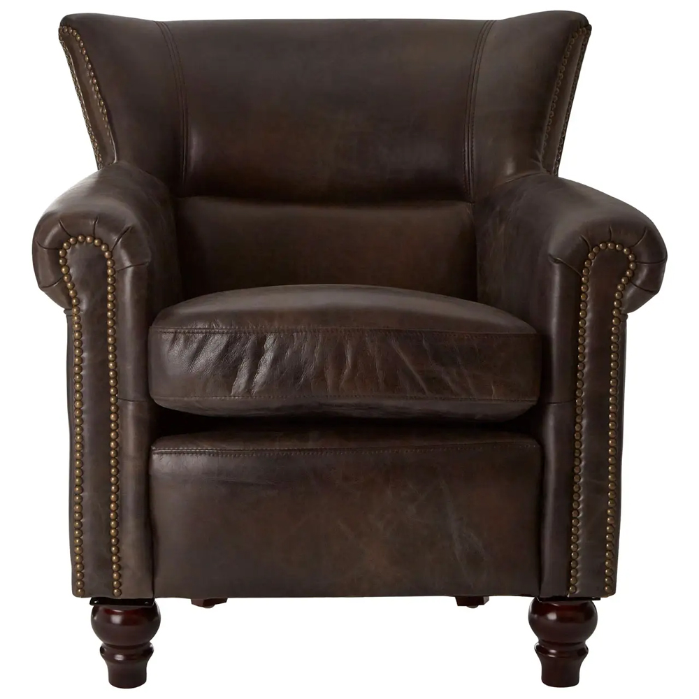 Viroqua Genuine Leather Classic Bedroom Chair In Dark Grey