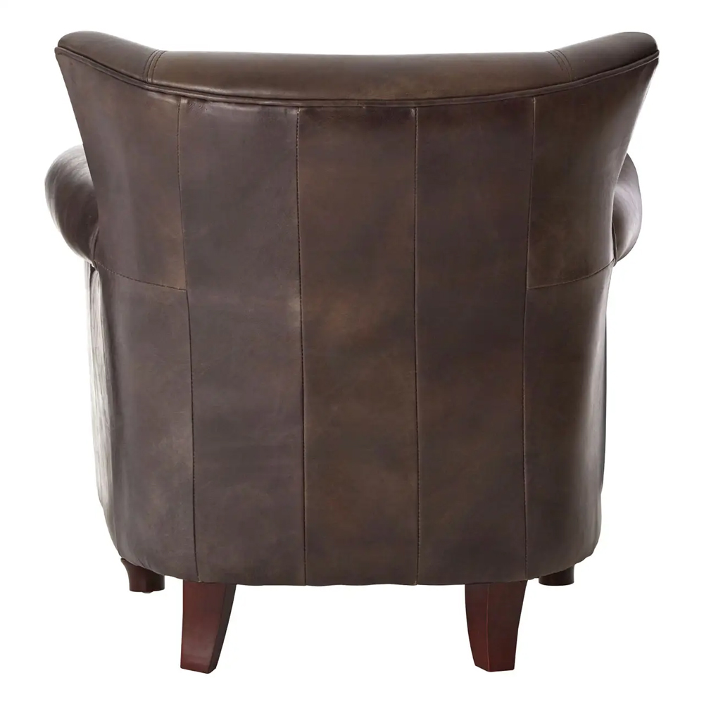Viroqua Genuine Leather Classic Bedroom Chair In Dark Grey