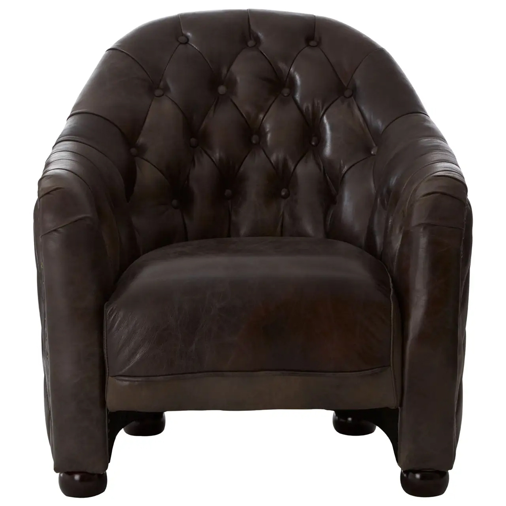 Viroqua Genuine Leather Classic Bedroom Chair In Grey
