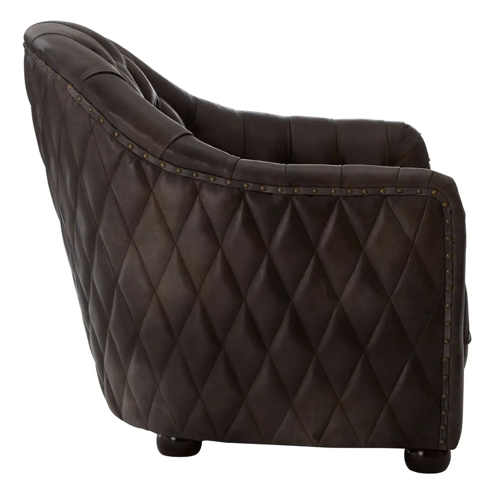 Viroqua Genuine Leather Classic Bedroom Chair In Grey