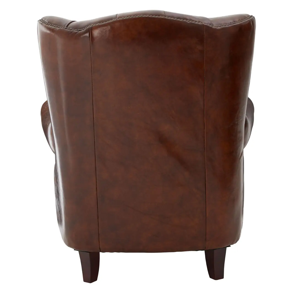 Viroqua Genuine Leather Scroll Armchair In Brown