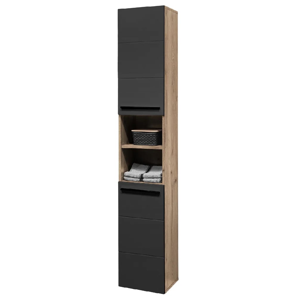 Viroqua Wooden Storage Cabinet With 2 Doors In Viking Oak Black