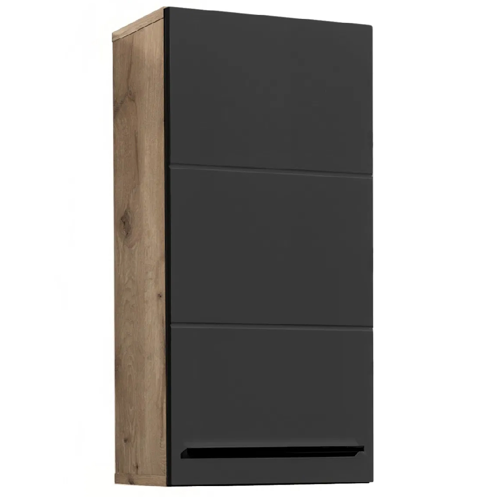 Viroqua Wooden Wall Unit With 1 Door In Viking Oak And Black