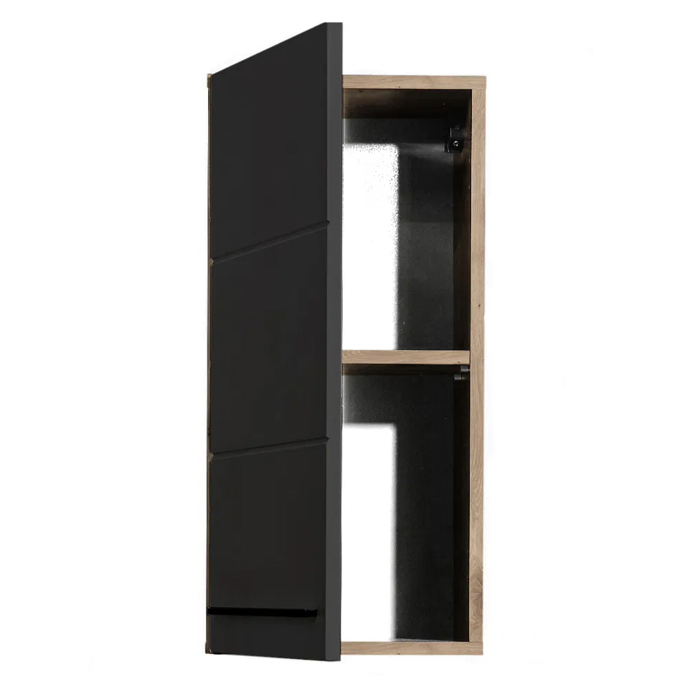 Viroqua Wooden Wall Unit With 1 Door In Viking Oak And Black