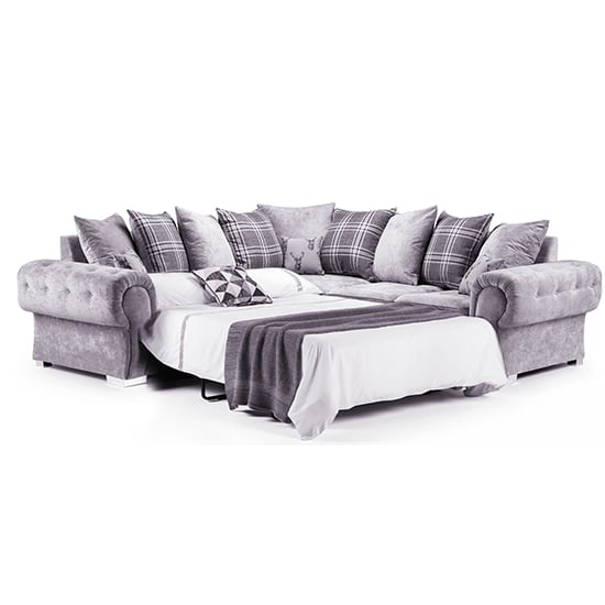 Virto Fabric Large Corner Sofa Bed In Silver And Grey_2