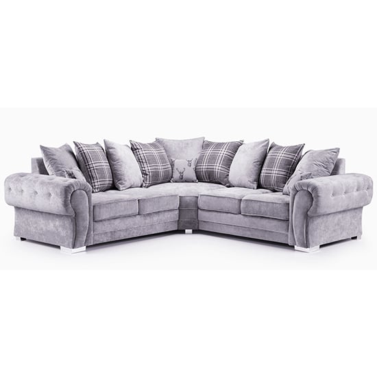 Virto Fabric Large Corner Sofa Bed In Silver And Grey
