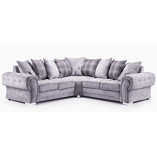 Product photograph of Virto Fabric Large Corner Sofa Bed In Silver And Grey from Furniture in Fashion