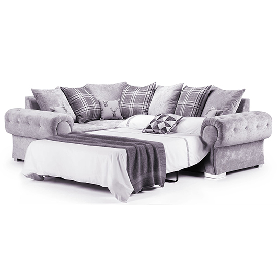Virto Fabric Left Hand Facing Corner Sofa Bed In Silver Grey_2