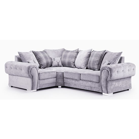 Virto Fabric Left Hand Facing Corner Sofa Bed In Silver Grey_1