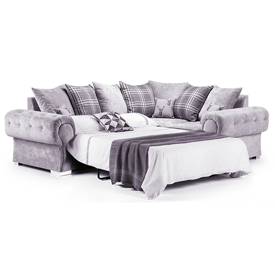 Virto Fabric Right Hand Facing Corner Sofa Bed In Silver Grey_2