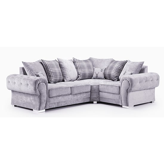 Virto Fabric Right Hand Facing Corner Sofa Bed In Silver Grey