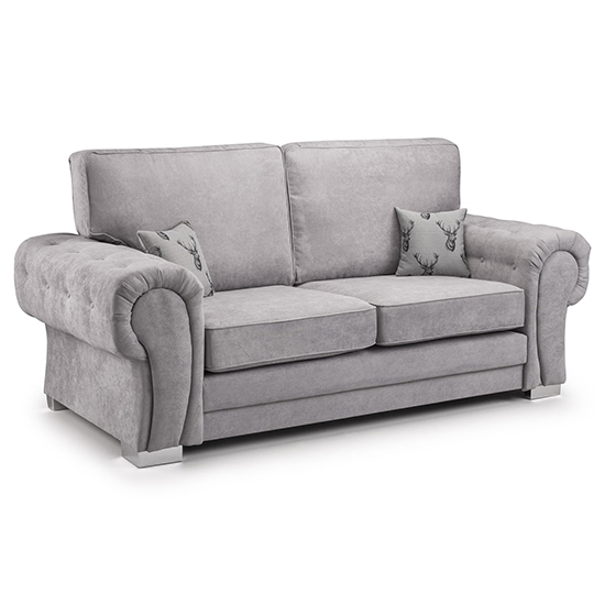 Virto Fullback Fabric 3 Seater 2 Seater Sofa In Silver Grey_3