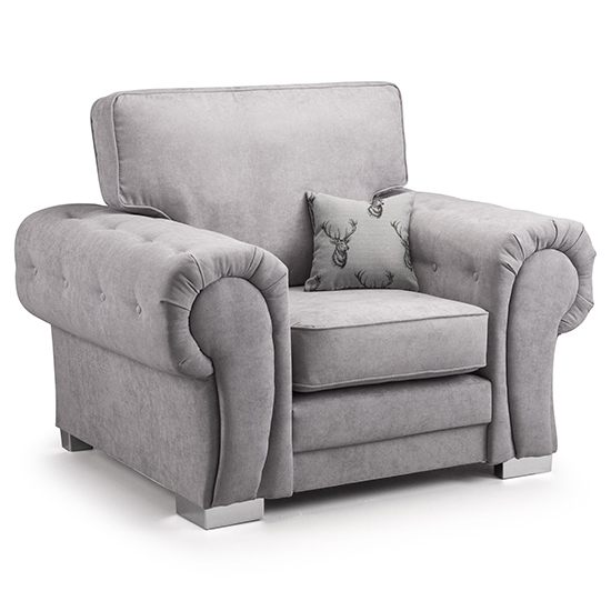 Photo of Virto fullback fabric armchair in silver and grey