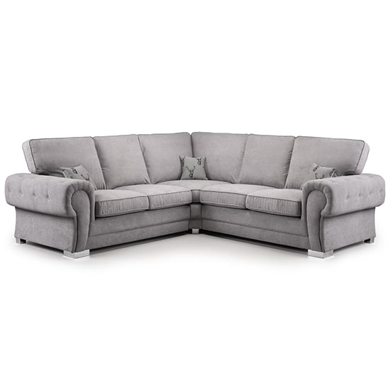 Product photograph of Virto Fullback Fabric Large Corner Sofa In Silver And Grey from Furniture in Fashion