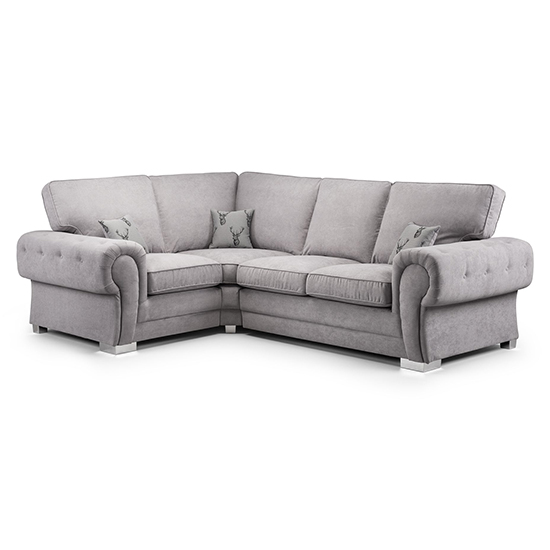 Verna Fullback Fabric Corner Sofa Left Hand In Grey