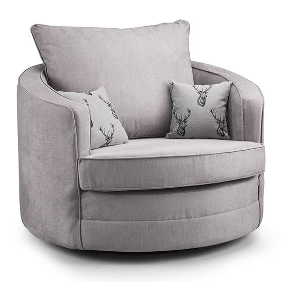 Photo of Virto fullback fabric swivel armchair in silver and grey