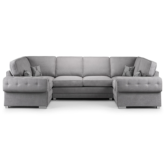 Product photograph of Virto Fullback Fabric U Shape Corner Sofa In Silver And Grey from Furniture in Fashion