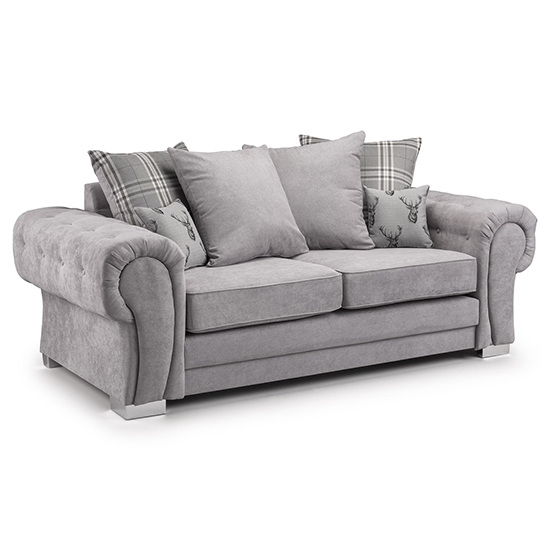 Photo of Virto scatterback fabric 3 seater sofa in silver and grey