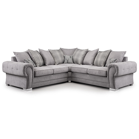 Photo of Virto scatterback fabric large corner sofa in silver and grey