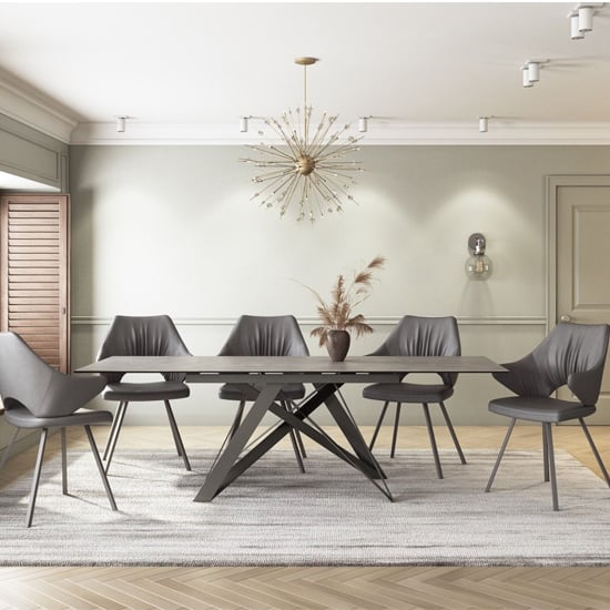 Visoke Extending Ceramic Dining Table In Grey_4