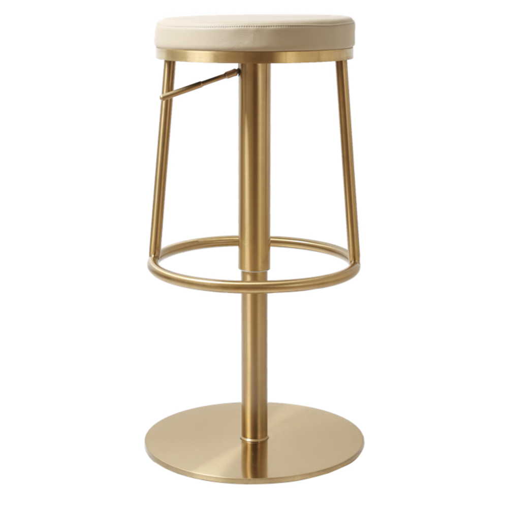 Visalia Barley PU Leather Bar Stools With Gold Base In Pair