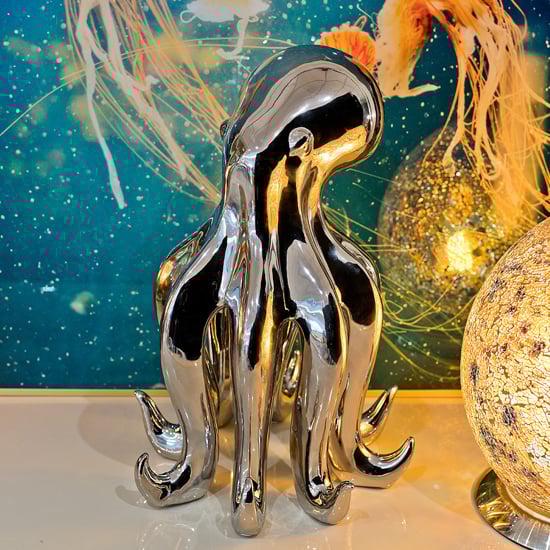 Visalia Ceramic Octopus Sculpture In Silver at Furniture in Fashion