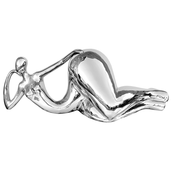 Visalia Ceramic Reclining Lady Sculpture In Silver at Furniture in Fashion