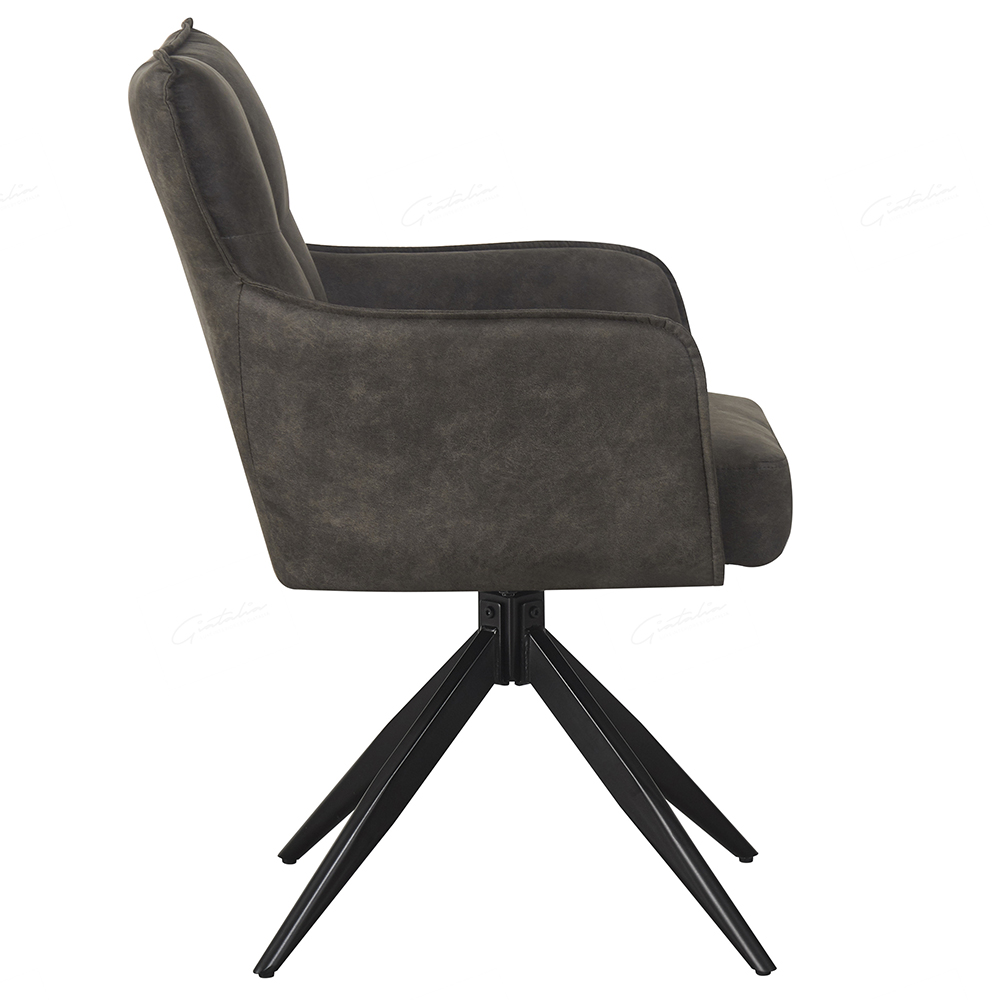 Visalia Grey Fabric Dining Chairs With Black Legs In Pair