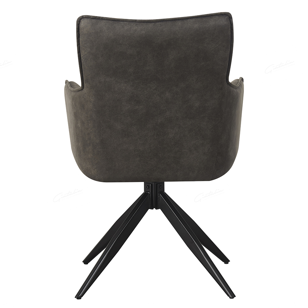 Visalia Grey Fabric Dining Chairs With Black Legs In Pair