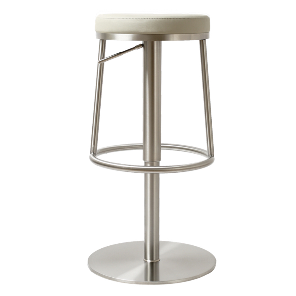 Visalia Light Grey PU Leather Bar Stools With Steel Base In Pair