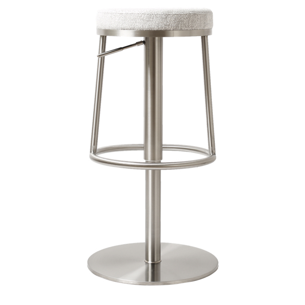 Visalia Silver Grey Fabric Bar Stools With Steel Base In Pair