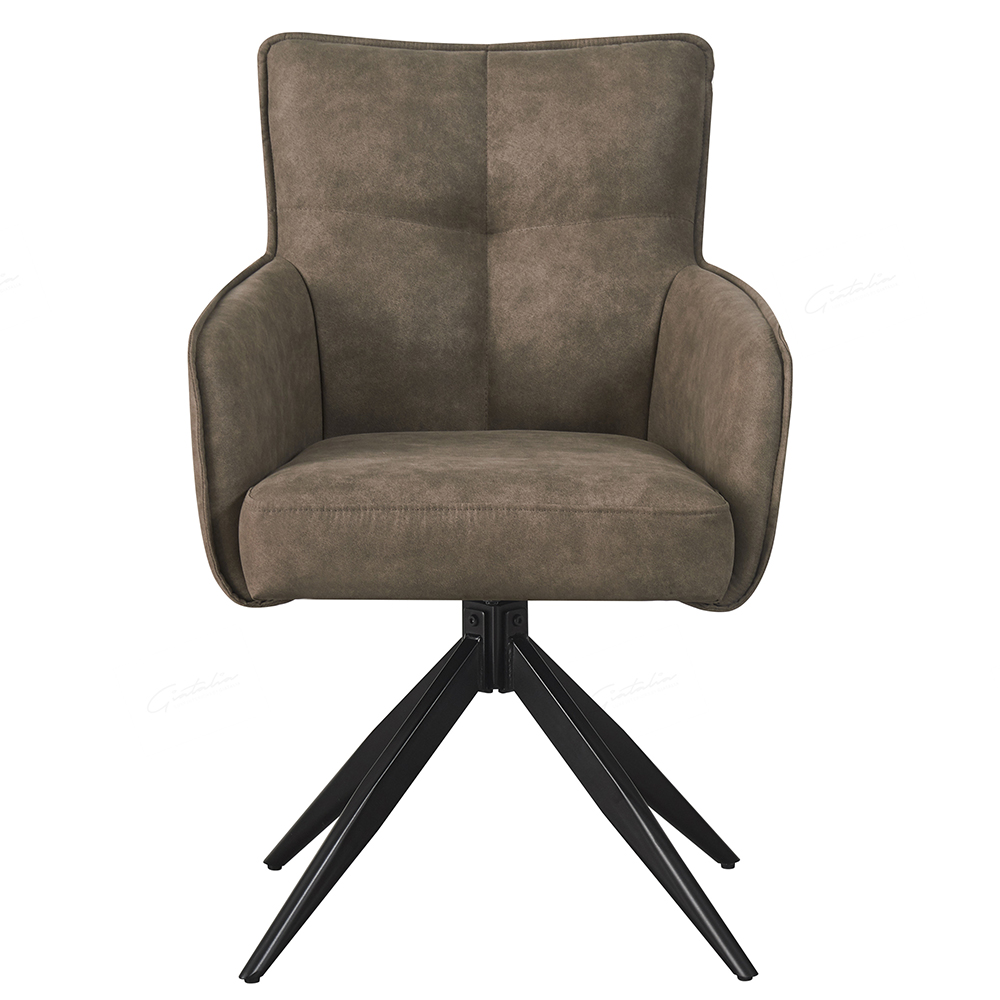 Visalia Taupe Fabric Dining Chairs With Black Legs In Pair
