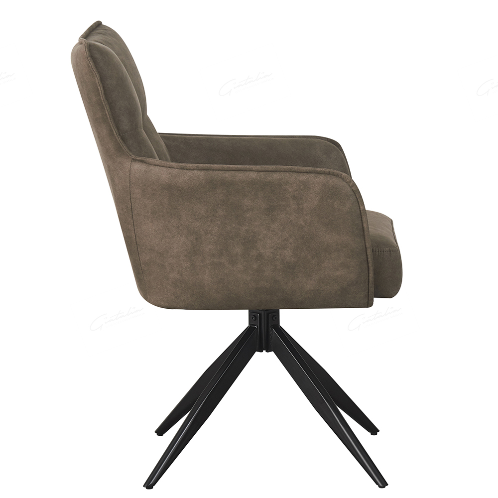 Visalia Taupe Fabric Dining Chairs With Black Legs In Pair