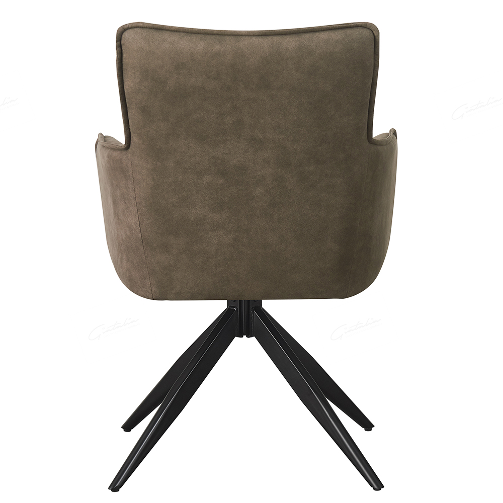 Visalia Taupe Fabric Dining Chairs With Black Legs In Pair