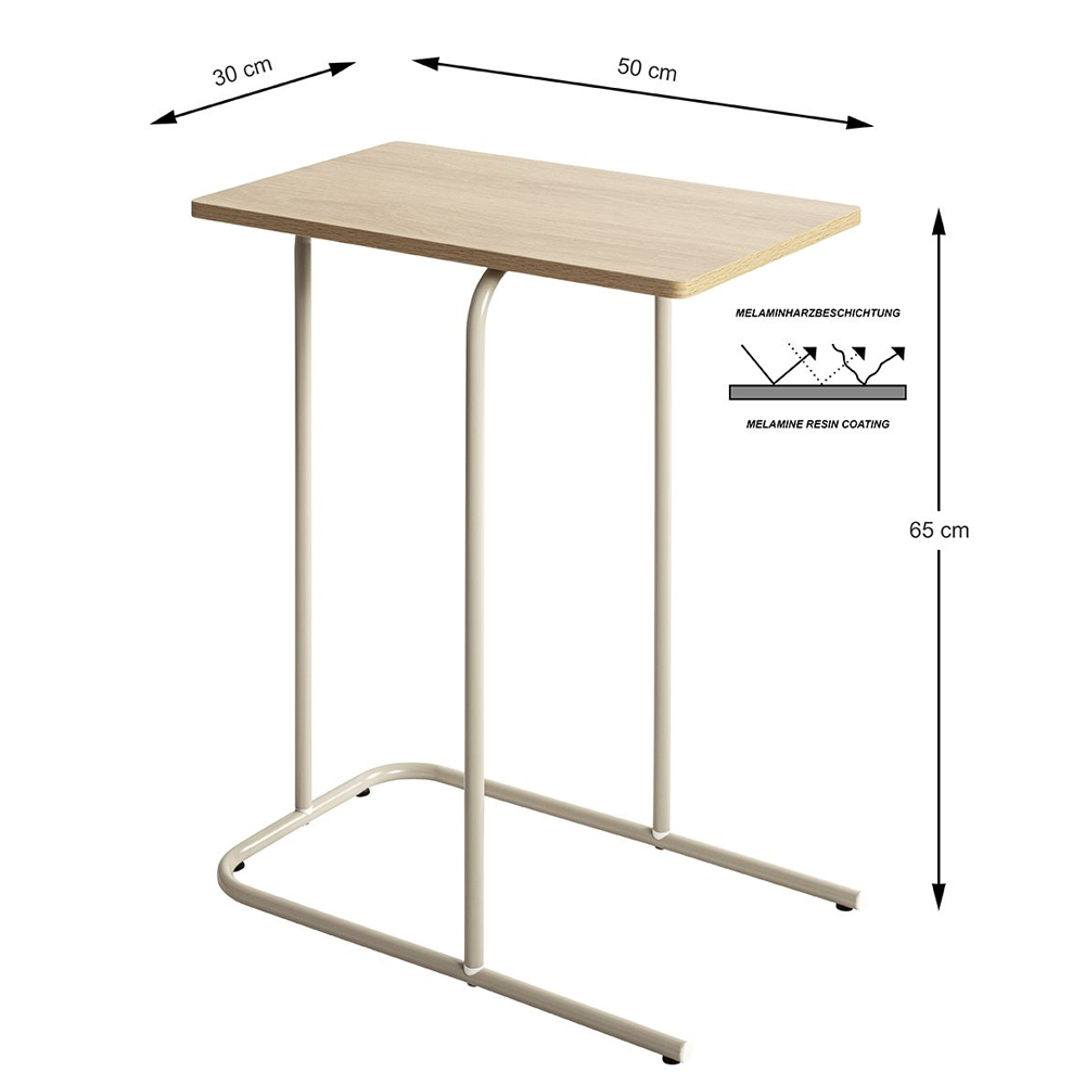 Viseu Wooden Side Table in Grey and Oak