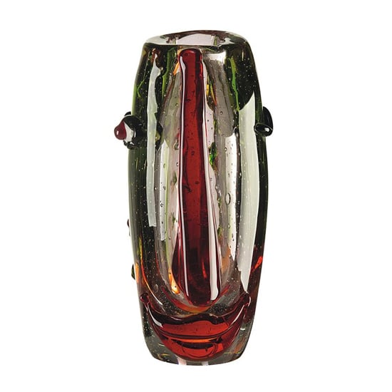 Viso Glass Set Of 2 Decorative Vase In Green And Red_4