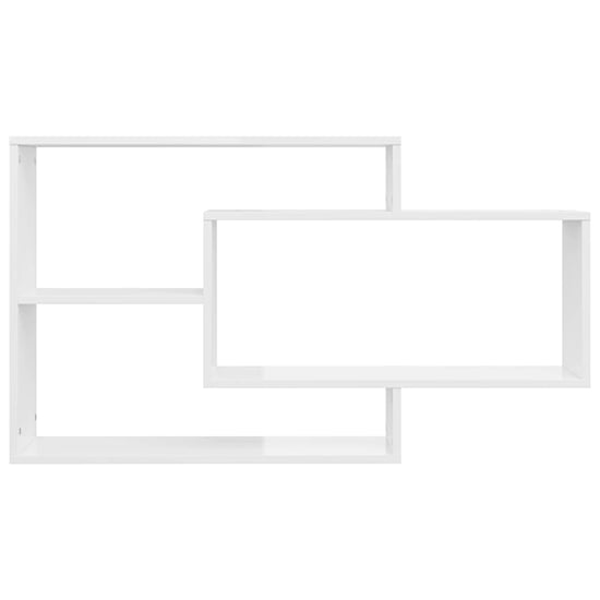 Visola High Gloss Rectangular Wall Shelves In White