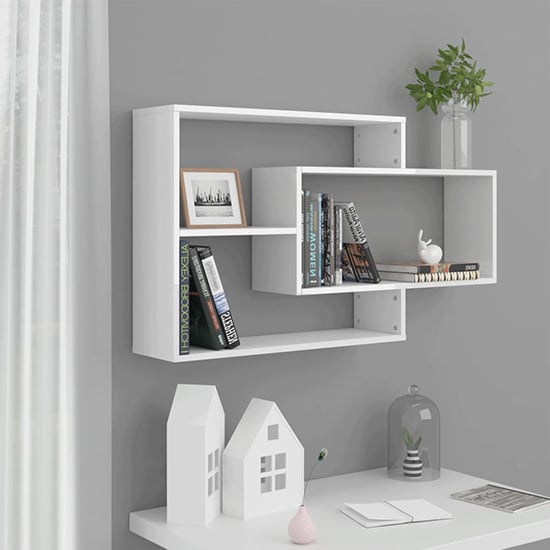 Read more about Visola high gloss rectangular wall shelves in white