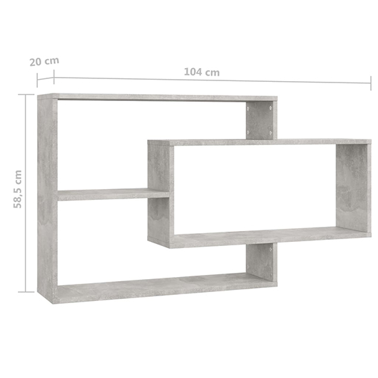Visola Wooden Rectangular Wall Shelves In Concrete Effect