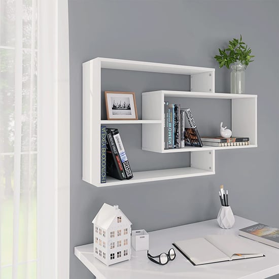 Photo of Visola wooden rectangular wall shelves in white