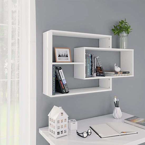 Visola Wooden Rectangular Wall Shelves In White