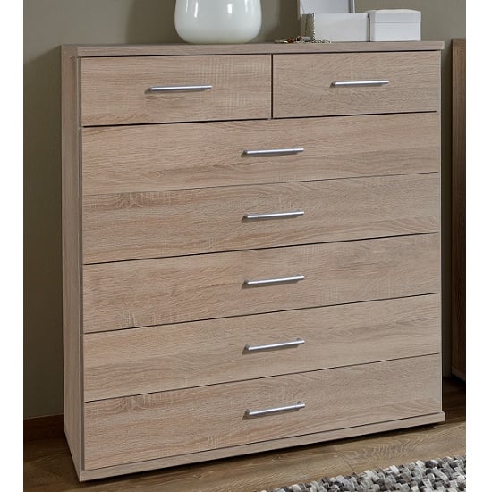 Vista Wooden Chest Of Drawers In Oak Effect With 7 Drawers