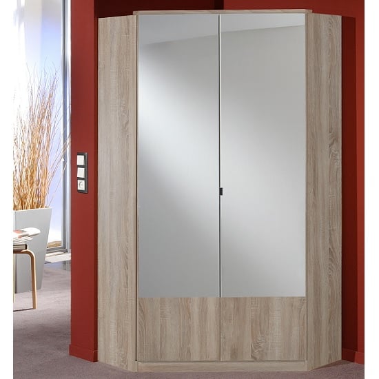 Read more about Vista mirrored corner wardrobe in oak effect with 2 doors